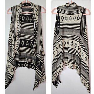 Saachi Reversible Geometric Print Sleeveless Cardigan Kimono Vest Wrap M/L OS